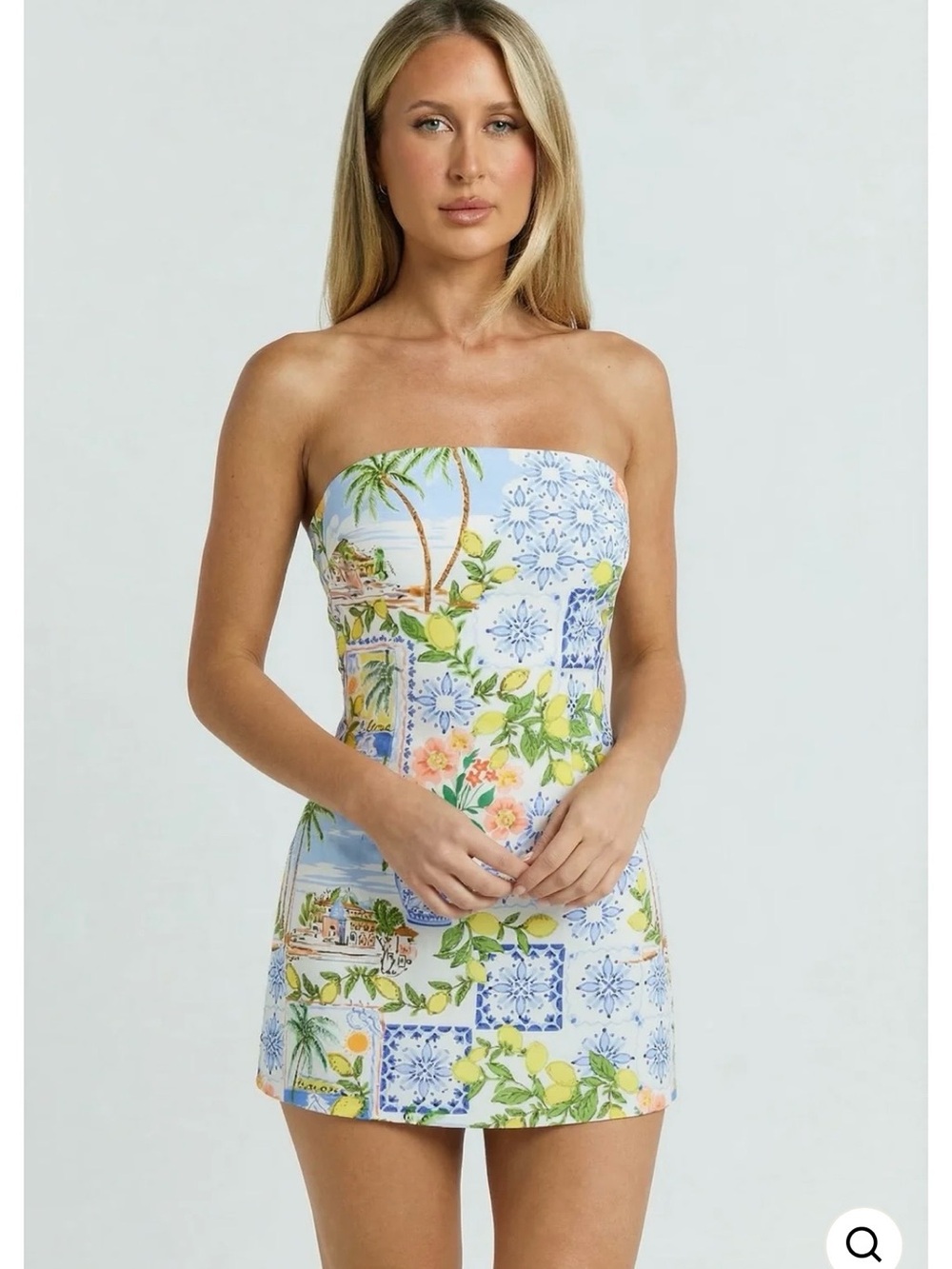 Strapless Blue Paradise Mini Dress